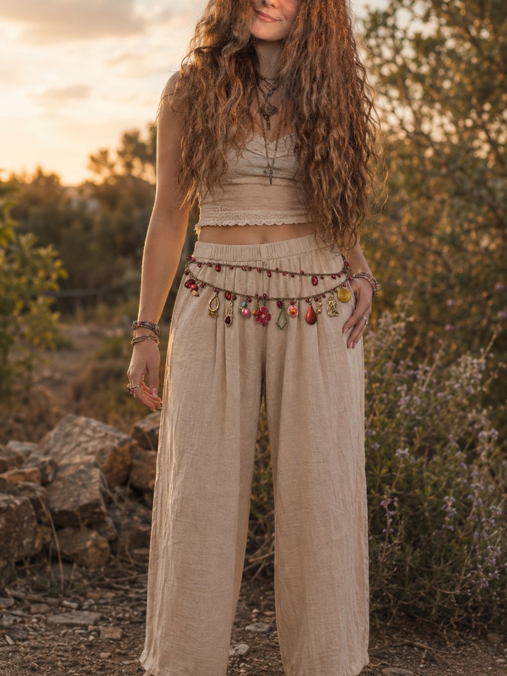 #184.Handmade Upcycled Boho Belt Chain with Detachable Pendants -One of a Kind ✨